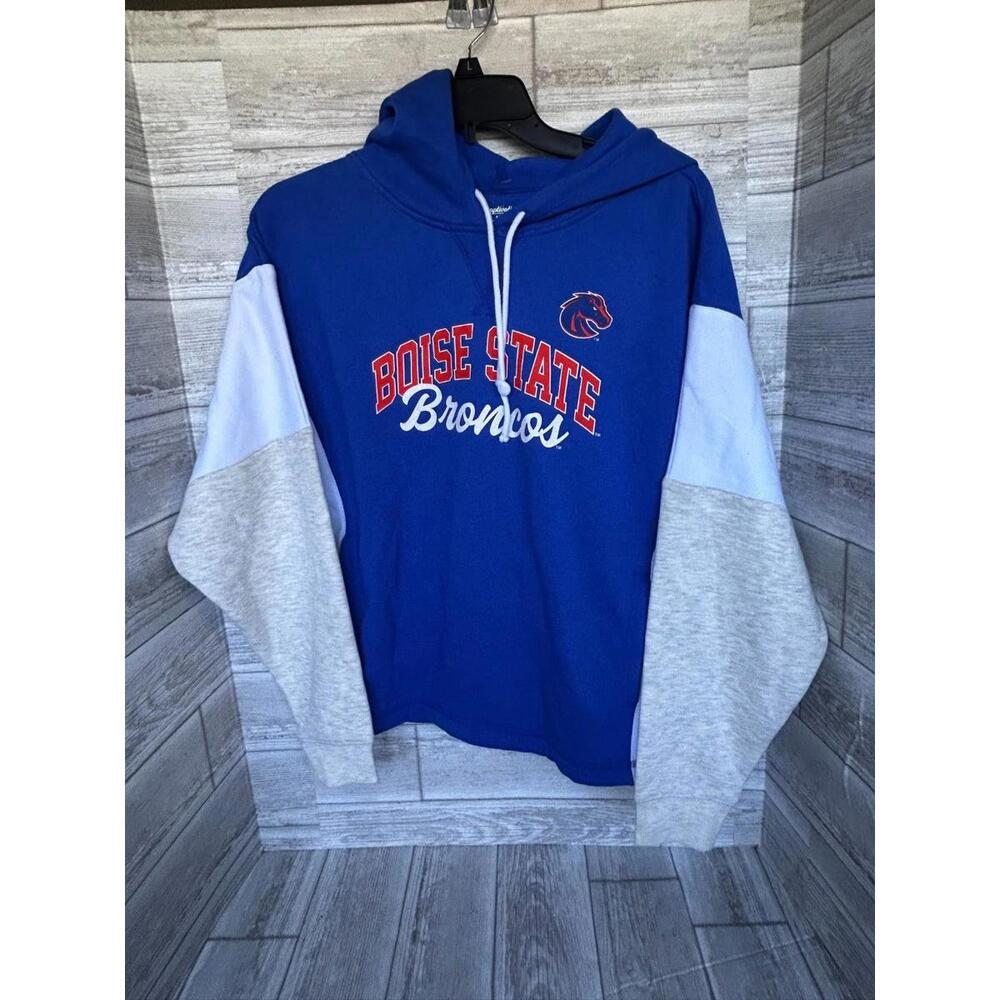 Boise State Broncos Hoodie Women’s Small Blue Gray Colorblock Pullover NWT